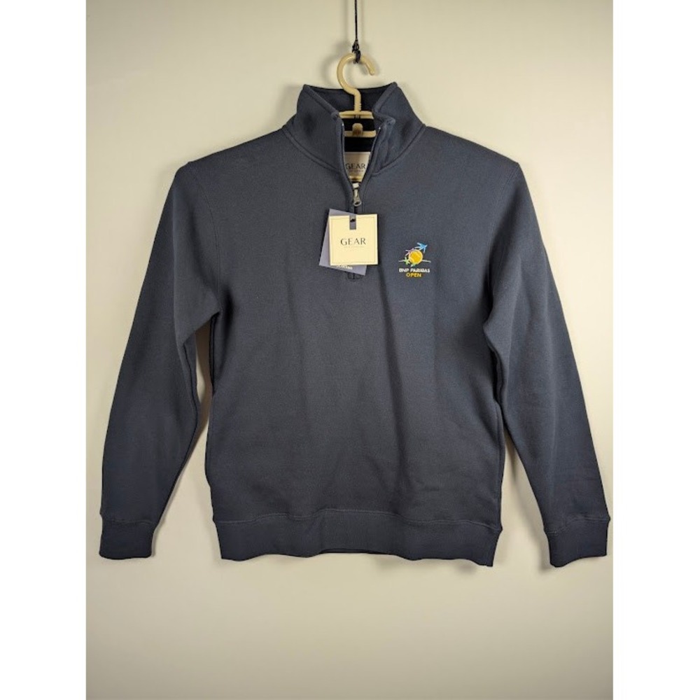Gear For Sports Quarter Zip Pullover Mens SMALL Navy BNP Paribas Open Tennis NEW